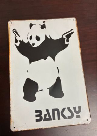 Cartel Banksy de chapa/laton 30x20