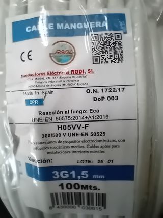 Manguera Eléctrica 3G1,5mm