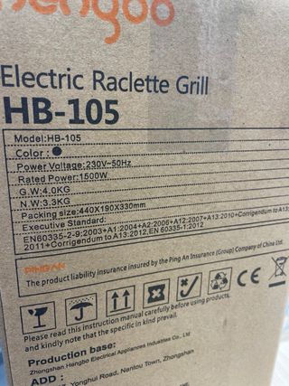 Parrilla Eléctrica Raclette HengBO 105