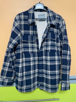 Camisa Hollister forrada cuadros azul y beige