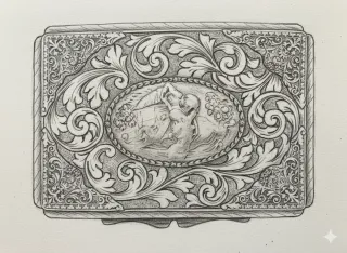 Cajita plata 800 antigua decorada