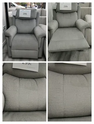 Poltrona relax con meccanismo a spinta in tessuto grigio