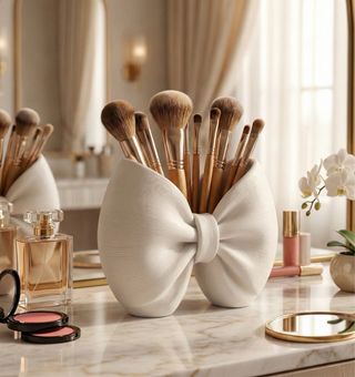 Porta trucchi a forma di fiocco rosa