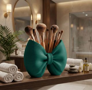 Porta trucchi a forma di fiocco rosa