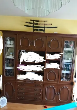 Mueble Bar Salón Madera y Cristal