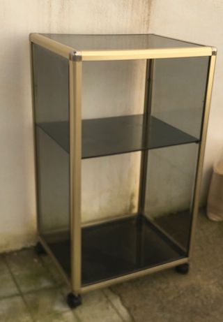 Mueble rack cristal y metal para equipo de música