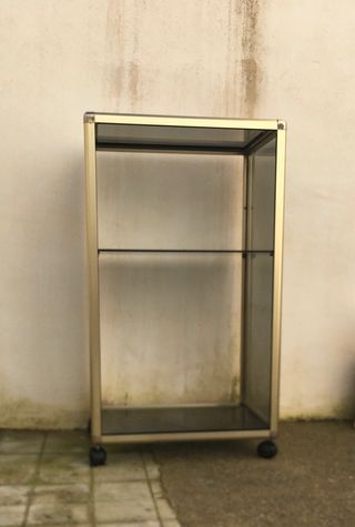Mueble rack cristal y metal para equipo de música