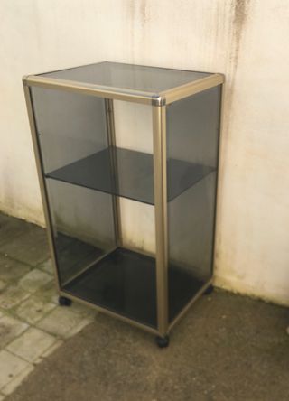Mueble rack cristal y metal para equipo de música