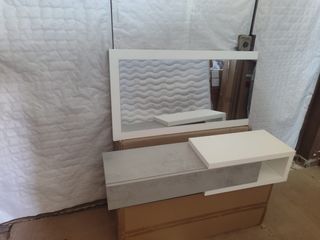 Mueble recibidor moderno piedra y blanco