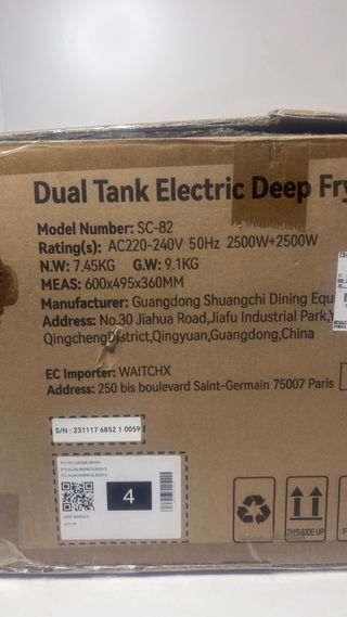 - Freidora Doble Eléctrica VEVOR SC-82