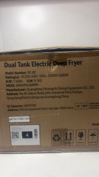 - Freidora Doble Eléctrica VEVOR SC-82