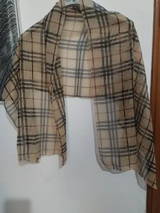 Foulard gasa cuadros escoceses beige