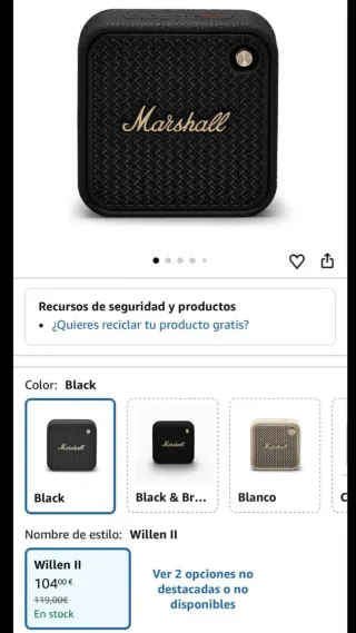 Altavoz Marshall Willen II Negro