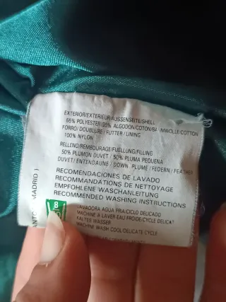 Abrigo Plumas Vintage Azul/Verde