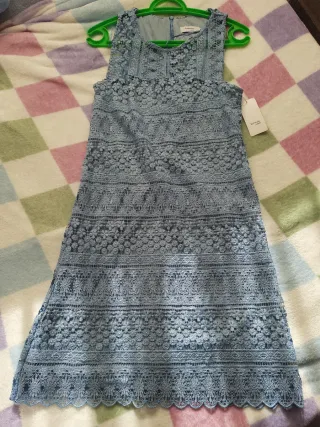 Vestido de fiesta crochet azul claro