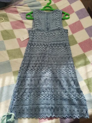 Vestido de fiesta crochet azul claro