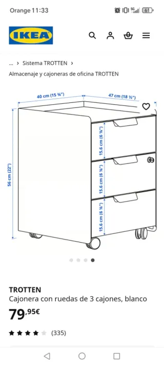 Cajonera IKEA Trotten Metal Blanco