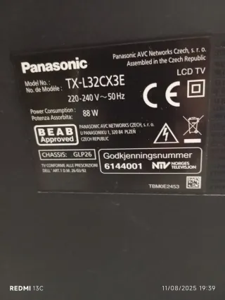 TV Panasonic Negra 32 pulgadas