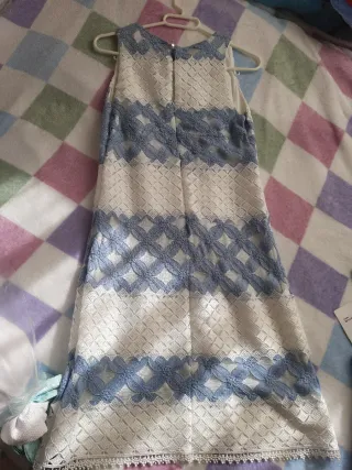 Vestido crochet blanco y azul claro