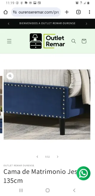 Cama Matrimonio Jessy 135cm Azul