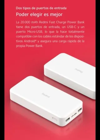 Batería Portátil Redmi 20000mAh Carga Rápida