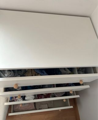 Cómoda Malm Ikea 4 cajones + tiradores madera