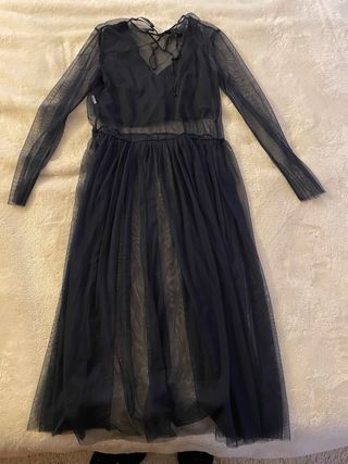 Vestido Zara tul transparencias azul T.M