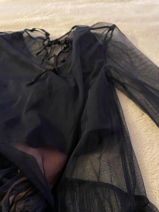 Vestido Zara tul transparencias azul T.M