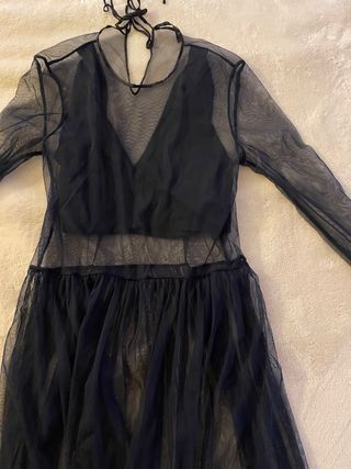 Vestido Zara tul transparencias azul T.M