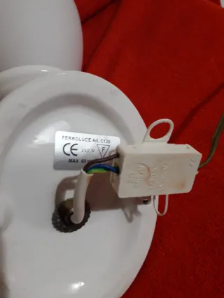 Applique retrò Ferroluce porcellana e vetro