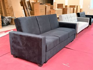 Sofá Cama Terciopelo Negro/Gris
