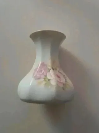 Vaso Limoges Porcellana Fiori Rosa Bianco