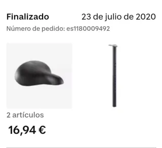 Sillín Bicicleta Estática + tija