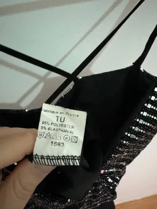 Vestido corto lentejuelas negro y plata