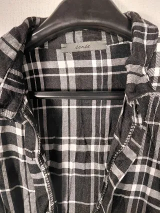 Vestido camisero cuadros blanco y negro