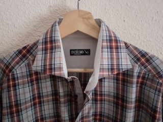 Camisa Soloio cuadros gris con rojo negro