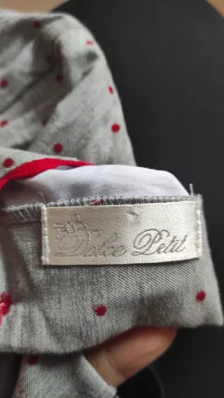 Vestido Dulce Pettit gris lunares rojos 8 años