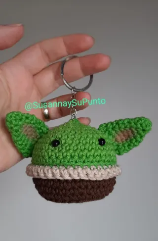 Llavero Yoda Crochet Hecho a Mano
