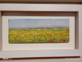 Cuadro paisaje campo flores