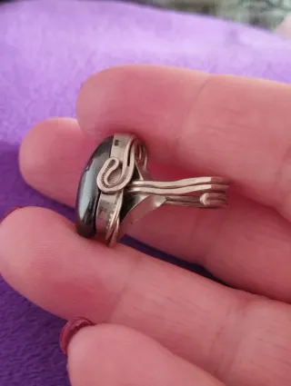 Anillo Artesanal Alpaca y Hematite Ajustable