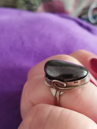 Anillo Artesanal Alpaca y Hematite Ajustable