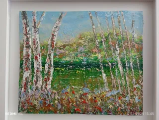 Cuadro abstracto paisaje bosque