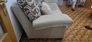 Sofá de salón tela beige y marrón