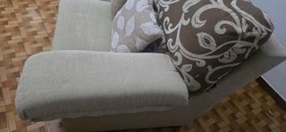 Sofá de salón tela beige y marrón