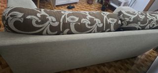 Sofá de salón tela beige y marrón