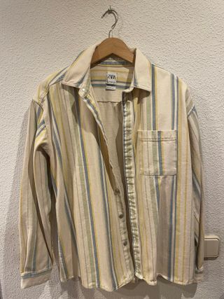 Chaqueta Zara Rayas Beige Multicolor