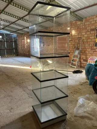 Vitrina de cristal alta con estante