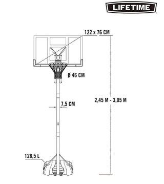 Canasta de baloncesto portátil y altura ajustable