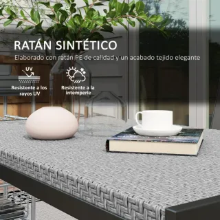 Tavolo da pranzo in rattan e metallo grigio