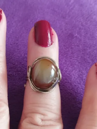 Anillo ajustable alpaca piedra ágata artesanal